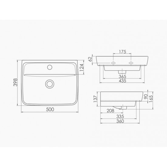 Κρεμαστός Νιπτήρας Πορσελάνης 50x40cm Cerastyle Duru 035000-u Λευκό
